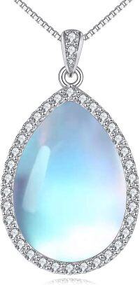 wholesale Sterling Silver Moonstone Filigree Teardrop Pendant Necklace for Women-Z-Cubic Zirconia Moonstone Necklace