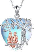 wholesale 925 Sterling Silver Heart Tree of Life Couple Swing Pendant Necklace-0-0