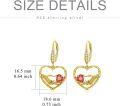 wholesale Gold 925 Sterling Silver Skeleton Hand with Red Crystal Heart Gothic Skull Dangle Earrings for Women Gift-0-2