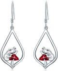 wholesale 925 Sterling Silver Frog Red Crystal Teardrop Leverback Earrings for Women Mother's Day Gift-0-0