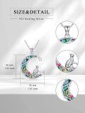 wholesale 925 Sterling Silver Moon & Star Pendant Necklace w/ Abalone Shell Stone - Cat Design s for Women-0-1
