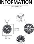 wholesale 925 Sterling Silver Black Crystal Compass Pendant with 3mm Box Chain for Men Women-0-3