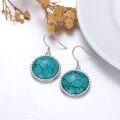 wholesale 925 Sterling Silver & Natural Turquoise Boho Geometric Dangle Earrings for Women-0-2