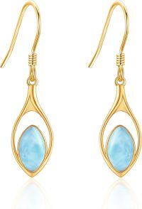 wholesale 14K Gold Larimar Drop Earrings - Elegant s for Her-Larimar Earrings