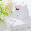 wholesale 925 Sterling Silver & Ruby Red Zircon Butterfly Lariat Necklace for Women, 18-0-2
