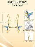 wholesale 925 Sterling Silver with Abalone Shell Inlay Hummingbird Drop Earrings for Women-0-5