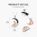 wholesale 925 Sterling Silver Moonstone Fox Pendant Necklace with Chain for Women Girls s-0-3