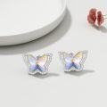 wholesale 925 Sterling Silver AB Color Austrian Crystal Butterfly Stud Earrings for Women and Girls Gifts-0-5