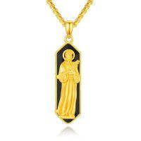 wholesale 925 Sterling Silver Gold Plated Religious Saint Black Onyx Pendant Necklace-St Gemma Galgani