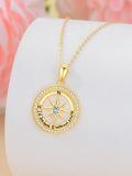 TOUPOP 14K Gold & Stone Compass Necklace For Women I'd Be Lost Without You-0-1