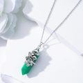 wholesale 925 Sterling Silver Green Agate Frog Pendant Necklace for Women-0-4