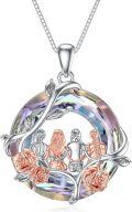 wholesale TOUPOP Sister Christmas Gifts From Sister Rose Flower Sisters Necklace Sterling Silver Crystal Jewelry Birthday Gifts For Women Best Friend Friendship -0-0