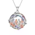 TOUPOP Sterling Silver Crystal Sister Rose Flower Sisters Necklace-0-0