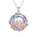 TOUPOP Sterling Silver Crystal Sister Rose Flower Sisters Necklace-0-0