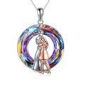 wholesale 925 Sterling Silver Mother And Daughter Hug Crystal Pendant Necklace For Women-0-0
