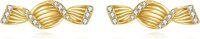 wholesale 14K Gold Twist Candy Stud Earrings with Cubic Zirconia - Small Honey for Women-Candy earrings