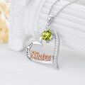 wholesale Sister Gifts Birthstone Necklaces 925 Sterling Silver Heart Birthstone Necklace Sister Jewelry Birthday Christmas Gifts For Women Friend Daughter -0-3