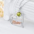 TOUPOP Sterling Silver Birthstone Heart Necklace Sister Gift For Women-0-3