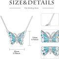 wholesale 925 Sterling Silver with Turquoise and Abalone Shell Butterfly Pendant Necklace for Women-0-5