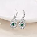 wholesale Silver Rose Gold Plated Claddagh Emerald Heart Drop Earrings 925 Sterling Silver Leverbacks-0-3