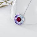 TOUPOP Sterling Silver Ruby Necklace Crystal Pendant for Women-0-7