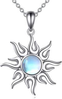 wholesale Sterling Silver Sun Moon Necklace with April Birthstone for Women-Sun