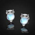 wholesale 925 Sterling Silver Moonstone Owl Stud Earrings - Cute Animal Jewelry for Women-0-2