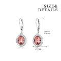 wholesale 925 Sterling Silver Pink Stone Drop Earring with Rhinestone Halo - Elegant Gift for Her-0-4