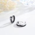 wholesale Titanium Black and White Hoop Earrings for Men - 3 Layers¸¸Ç×½ÚÀñÎï-0-4