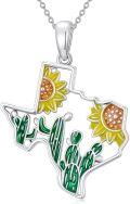 wholesale TOUPOP Texas Necklace 925 Sterling Silver Texas State Map Flag Pendant Hometown Bluebonnets Jewelry Tx Lover Christmas Gifts For Women -0-0