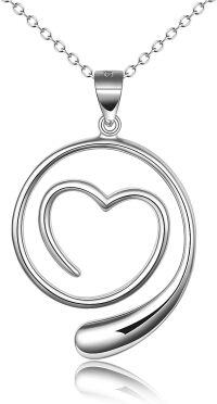 wholesale 925 Sterling Silver Heart Pendant Necklace with Chain for Women -Heart