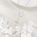 wholesale 925 Sterling Silver Star of David & Cross Pendant Necklace with Mother-of-Pearl and Crystal Accents for Women-0-4