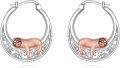 wholesale 925 Sterling Silver Sloth Design Round Hoop Earrings with Cubic Zirconia - Adorable Animal  for Her-0-0