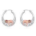 wholesale 925 Sterling Silver Sloth Hoop Earrings Rose Gold Cz Crystal Animal Jewelry-0-0