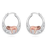 wholesale 925 Sterling Silver Hoop Earrings Wholesale With Cute Sloth Charm-1-Sloth