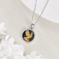 wholesale 925 Sterling Silver Gold Plated Phoenix Pendant Necklace with Black Onyx Stone and Box Chain 45cm Length-0-5