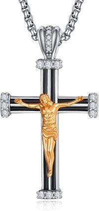 wholesale 925 Sterling Silver Crucifix Pendant with Jesus Christ and Cubic Zirconia Stones - Religious  for Women & Men-CZ Gold Plated Jesus Crucifix