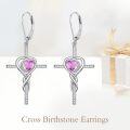 wholesale TOUPOP Birthstone Cross Earrings 925 Sterling Silver Heart Cross Drop Earrings Love Infinity Jewelry Birthday Christmas Gifts For Women Her Girlfriend Wife -0-2