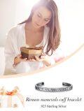 wholesale 925 Sterling Silver Roman Numeral Inspirational Strength Mantra Cuff Bracelet Set-0-2