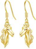 wholesale 925 Sterling Silver Gold Plated Hypoallergenic Unicorn Head Drop Dangle Earrings for Girls and Women-0-0