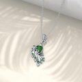 wholesale 925 Sterling Silver Green Jade and Emerald Peacock Pendant Necklace-0-2