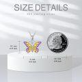 wholesale 925 Sterling Silver Purple & Yellow Enamel Butterfly Pendant Necklace for Women Gifts-0-4
