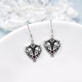 wholesale 925 Sterling Silver Gothic Rose Skull & Witch's Heart Drop Earrings for Women-0-3