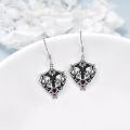 wholesale 925 Sterling Silver Gothic Rose Skull & Witch's Heart Drop Earrings for Women-0-3