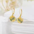 wholesale 925 Sterling Silver Gold Plated Sunflower Blue Enamel Butterfly Drop Earrings-0-3