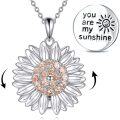 wholesale 925 Sterling Silver Sunflower Fidget Spinner Pendant Necklace with Engraved Message You Are My Sunshine - Unique Gifts for Women and Girls-0-7