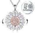 wholesale 925 Sterling Silver Sunflower Pendant Necklace You Are My Sunshine Engraved Rotating Cz Jewelry Gift-0-7