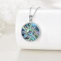 wholesale 925 Sterling Silver Round Abalone Shell Om Symbol Pendant Necklace-0-3