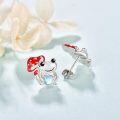 wholesale 925 Sterling Silver Frog with Mushroom & Heart Moonstone Stud Earrings for Women Gift-0-1