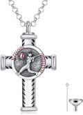 wholesale 925 Sterling Silver Cremation Urn Necklace with Baseball Player Design and Funnel Set - For Ashes of Loved Ones-0-0